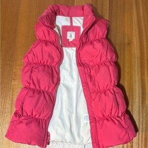 Lands End Kids Down Filled Puffer Vest Girls Medium 10-12 Full Zip Pink Quilted
